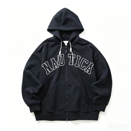 nautica white sail白帆中性宽松重磅毛圈休闲针织卫衣外套KW5379