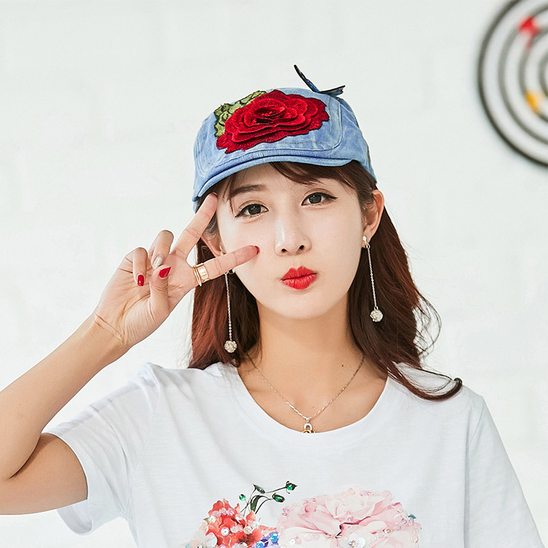Baseball cap lady Spring and summer butterfly Embroidery decorative pattern Korean Edition Trend sunshade Sunscreen outdoors sunlight Capin the Accessories/Leather belt/Hat/Muffler , Hat  category - from Buy2taobao.com to provide professional Taobao agent buy service