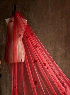 超仙立体花朵新娘大头纱超长拖尾