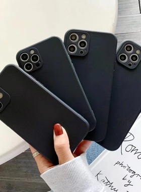适用苹果17 苹果17PRO 苹果17PROMAX 磨砂直边黑色手机壳IPhoneAIR硅胶防摔全包保护套