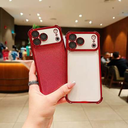 适用OPPO A3X A3PRO A2 A5 RENO12PRO RENO12 RENO6 RENO7自带镜头膜可拆卡纸 酒红色电镀气囊防摔手机壳