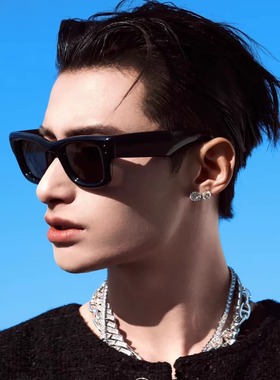 李大奔同款老钱风墨镜方框男士开车专用偏光显瘦太阳眼镜高级感男