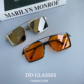 2025新款 金属镂空方框街拍潮流太阳镜男双粱开车驾驶眼镜女款 墨镜