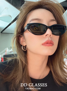 gm2025新款墨镜女小众猫眼窄框高级感偏光防紫外线凹造型太阳眼镜