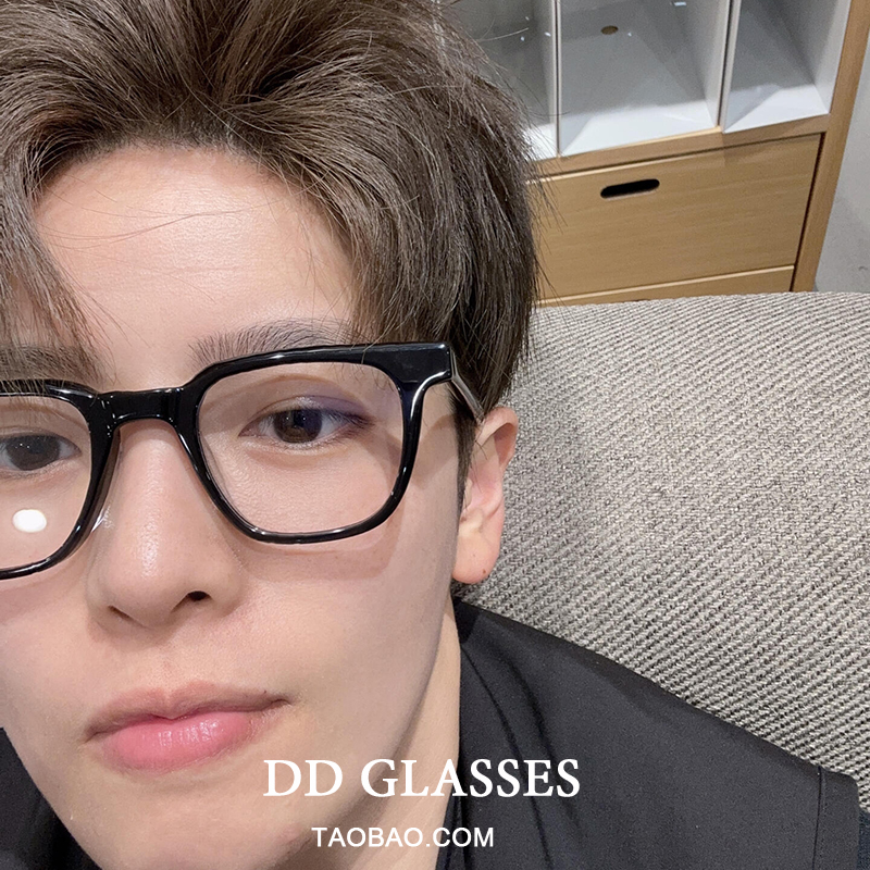 潮牌黑框眼镜男潮近视网红防蓝光辐射素颜神器眼睛框大框女平光镜