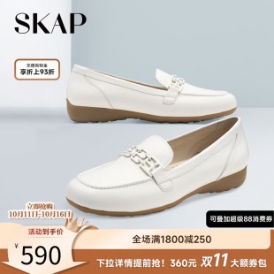 子XLK13CA3 一脚蹬平底乐福真皮豆豆女单鞋 SKAP圣伽步秋季 新款