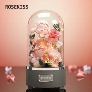 ROSEKISS泡泡玛特永生花礼盒玫瑰七夕情人节送女友生日礼物干花束