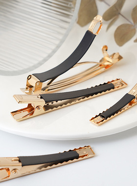 边夹发夹金色皮套防滑加厚鸭嘴夹弹簧夹方夹DIY饰品配件发饰品