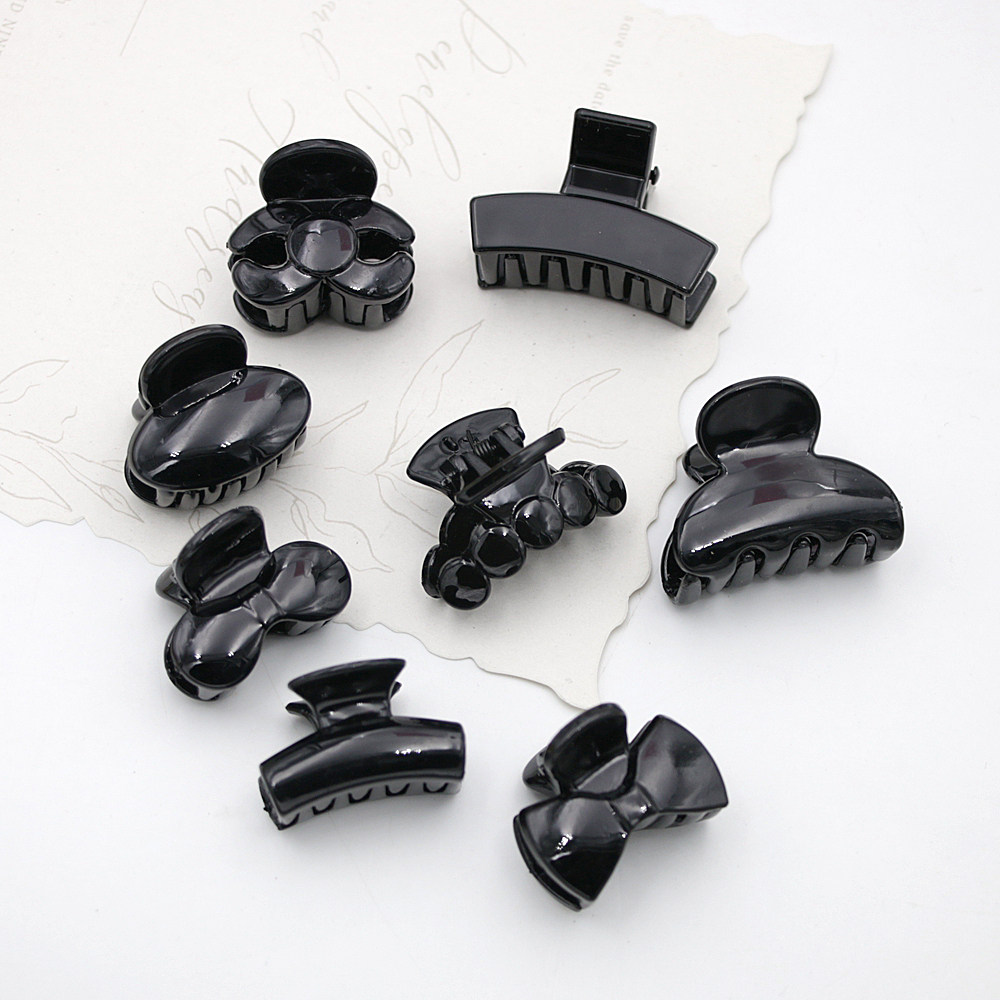 抓夹DIY手工黑色小抓夹子顶夹发夹塑料亮面侧边发抓刘海夹头饰品