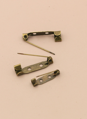 古铜色胸针diy金属配件一字型别针手工安全扣针复古做旧胸牌配件