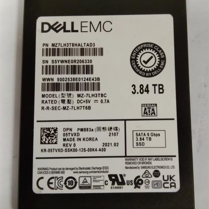 原装戴尔dell EMC 7.68T SATA SSD固态硬盘4V7YD 04V7YD PM883