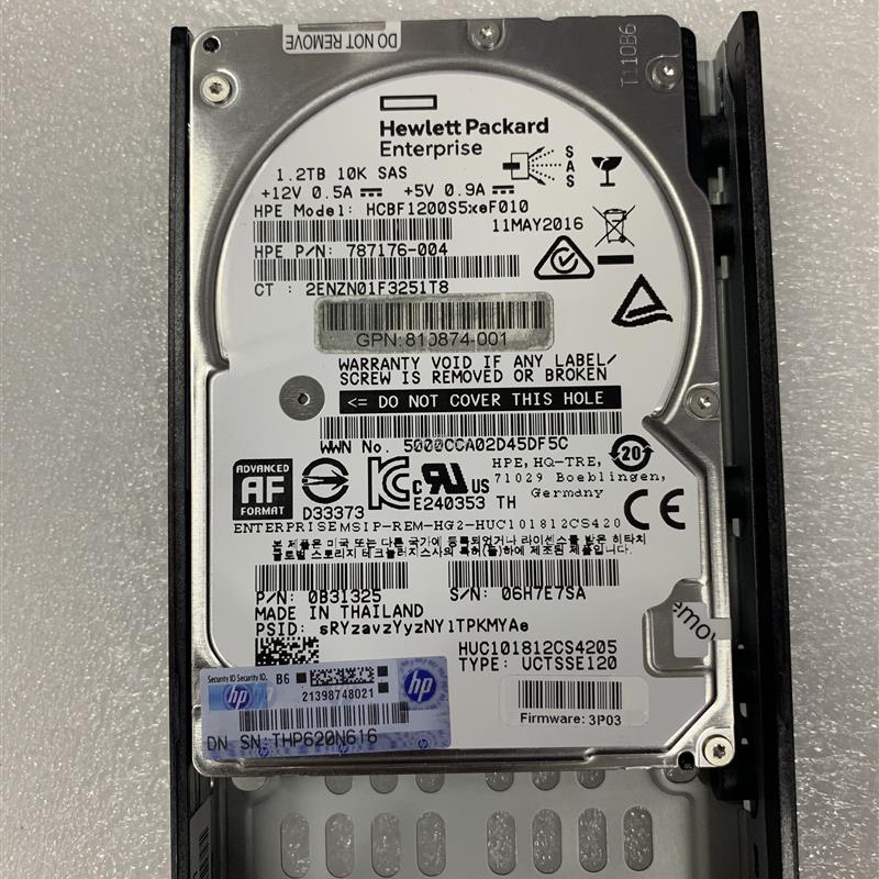 HP 3PAR 1.2T硬盘 K2P85A 787176-004 810874-001 810762-001