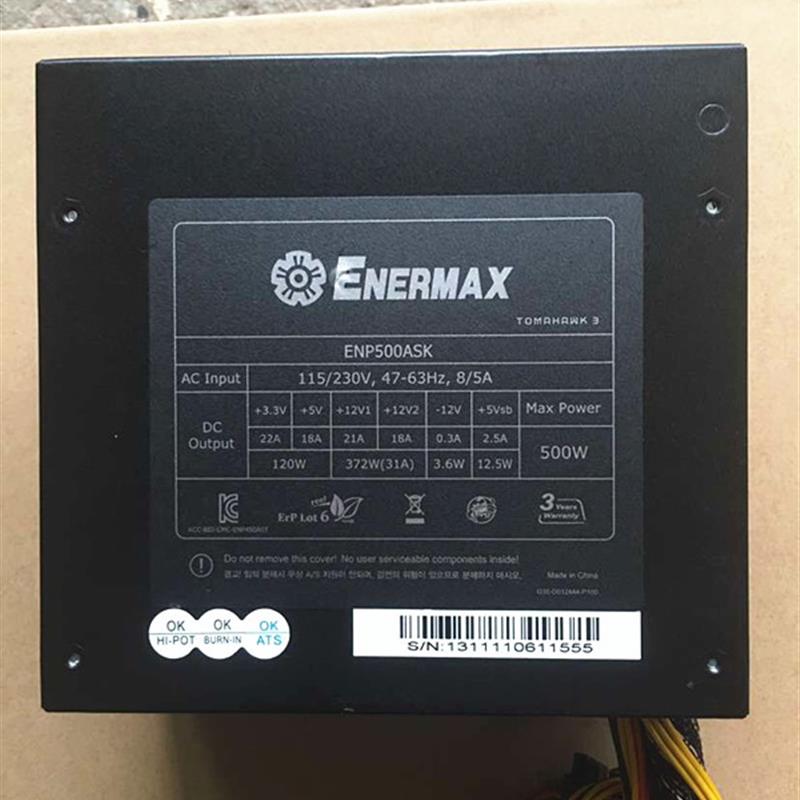 安耐美ENERMAX ENP500ASK ENP500AWT 500W电源 双2+6P Tomahawk 3