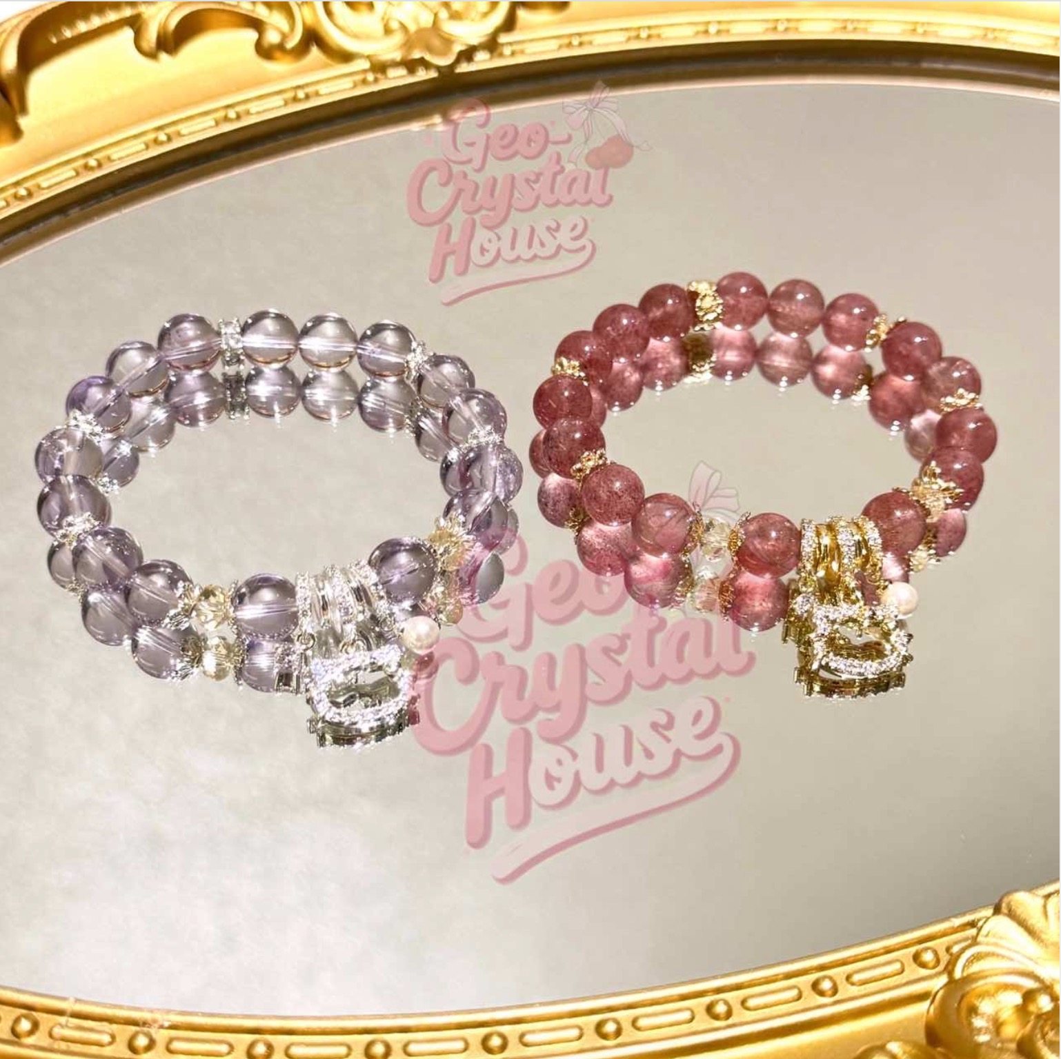 kitty紫水晶草莓晶闺蜜姐妹手链