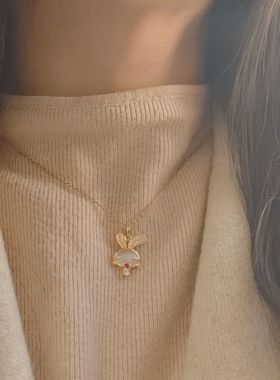 项链女爆款韩式设计轻奢小众锁骨链简约复古时尚镶砖兔子钛钢配饰