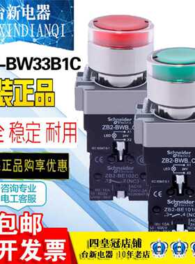 正品施耐德22mm金属带灯按钮开关XB2BW33B1C自复位DC24V绿色常开
