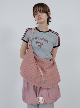 LeAMO｜原创'MESH USED'休闲网格大容量帆布单肩斜挎包渔网纱包