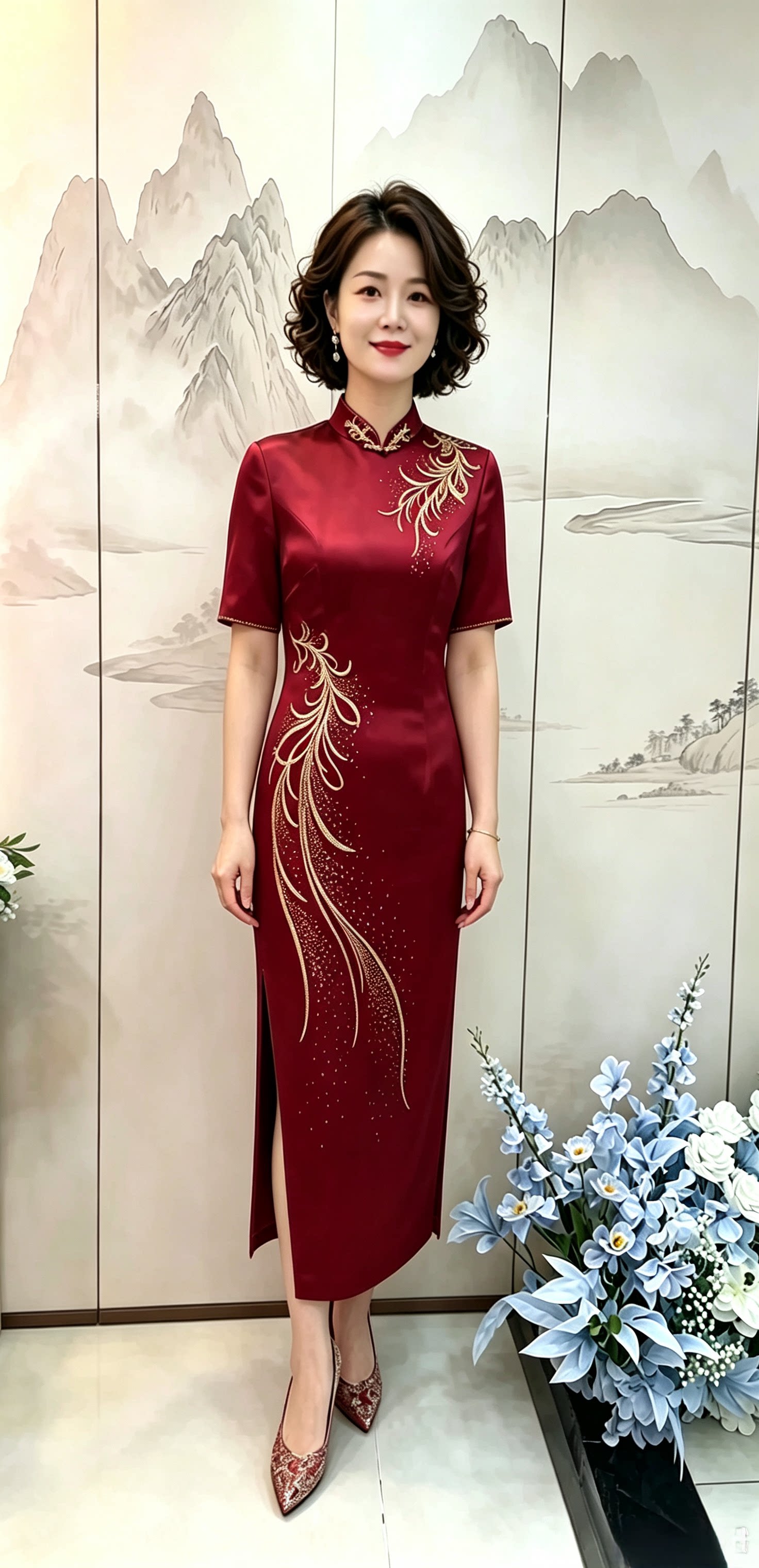 高定轻奢重工刺绣喜婆婆婚宴旗袍端庄大气优雅气质宴会新娘敬酒服