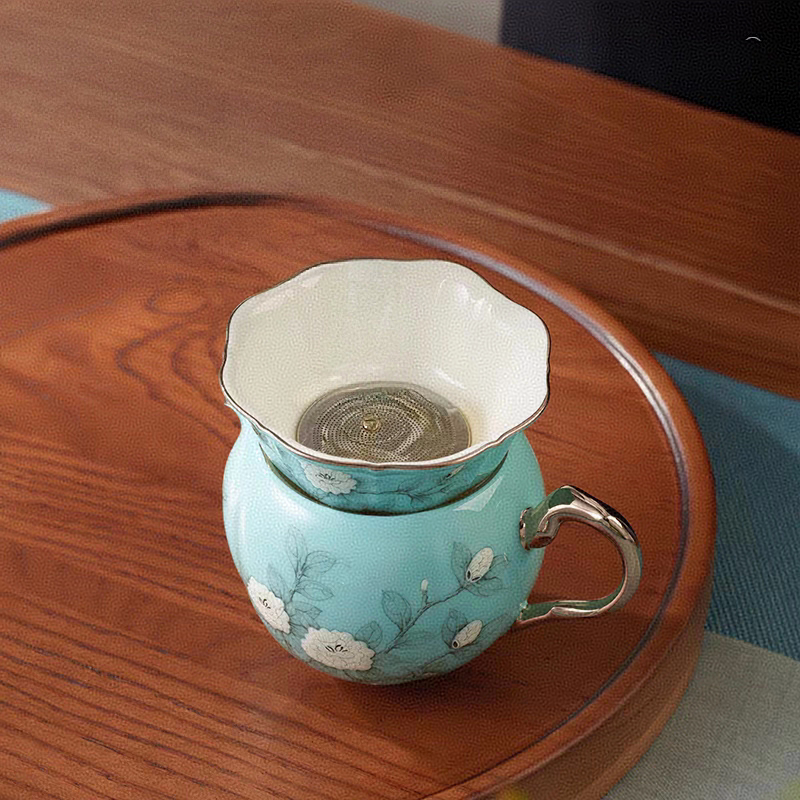 【下单立减】夫人瓷手绘蓝茶具散件 180ml公道杯含茶滤 正品保障