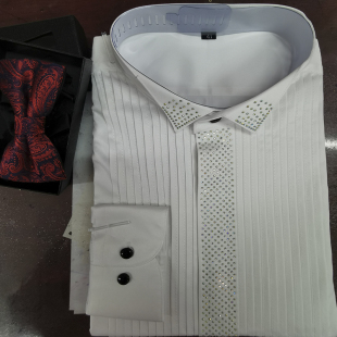 男士播音艺考主持演出大合唱表演打底衬白色黑色翼领礼服宴会衬衫