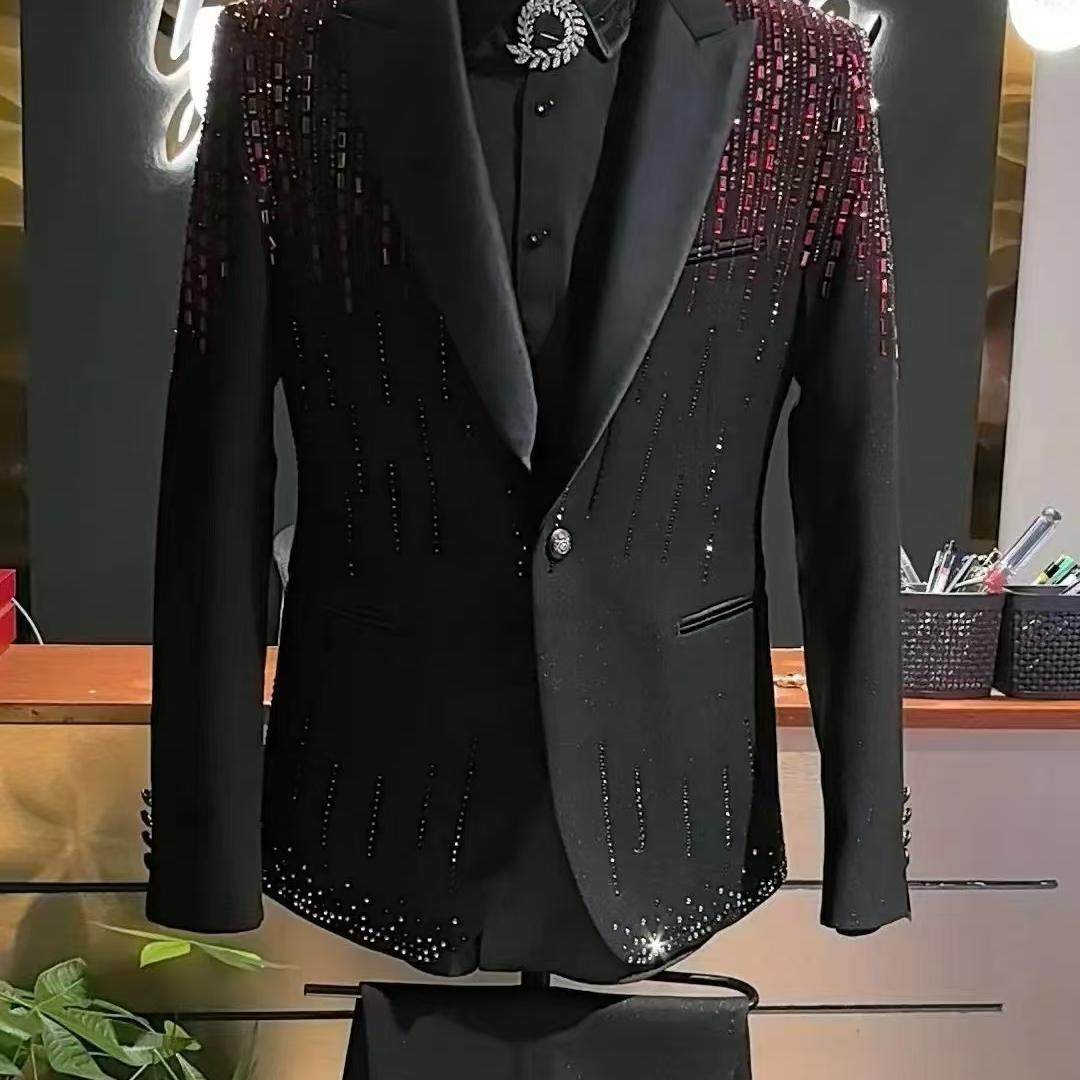 青年艺考礼服声乐毕业西服男士韩版修身正装演出服春晚主持人西装