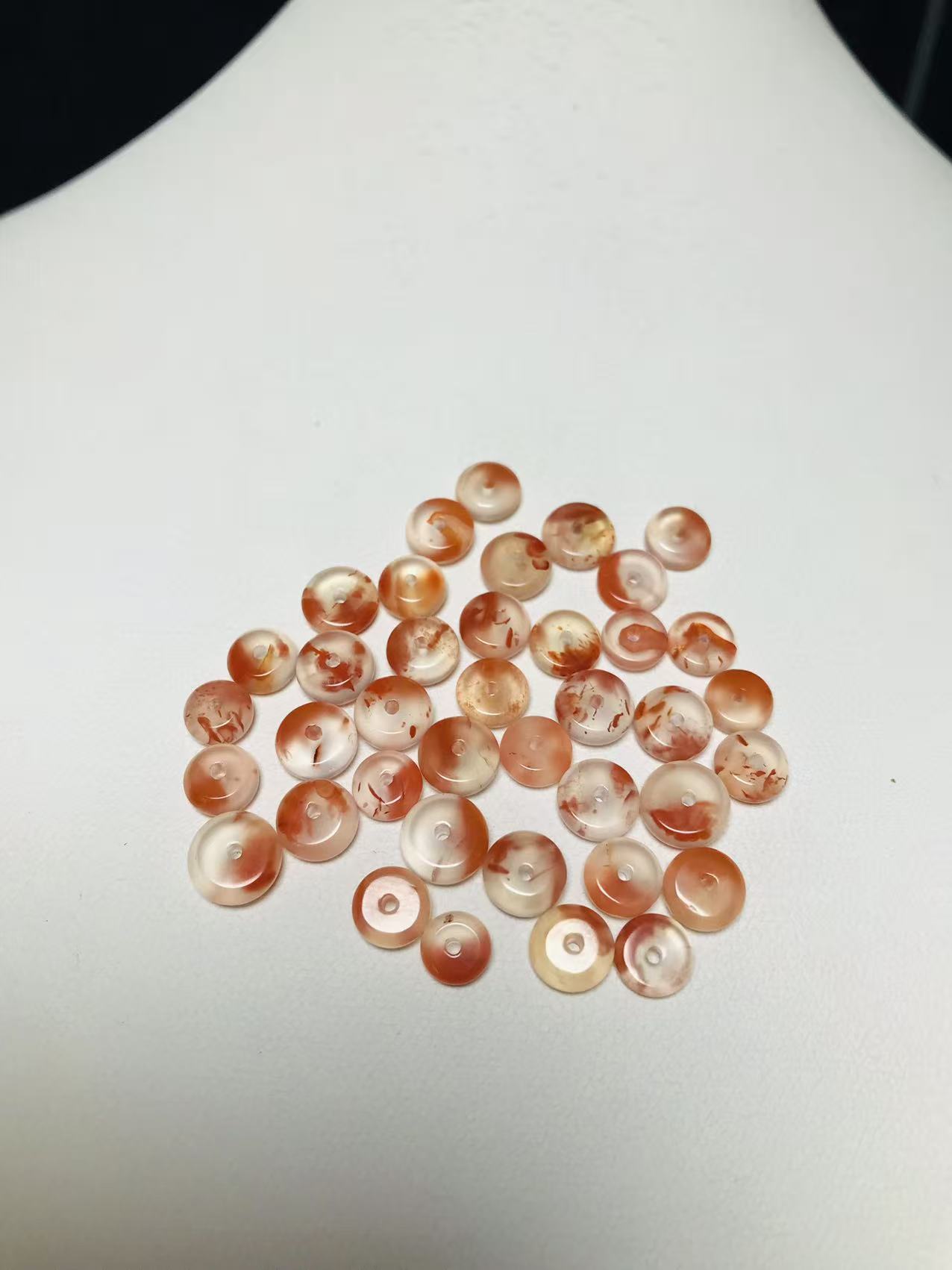 【39颗打包】天然南红玛瑙冰飘隔珠散珠diy配饰材料配件6-7mm
