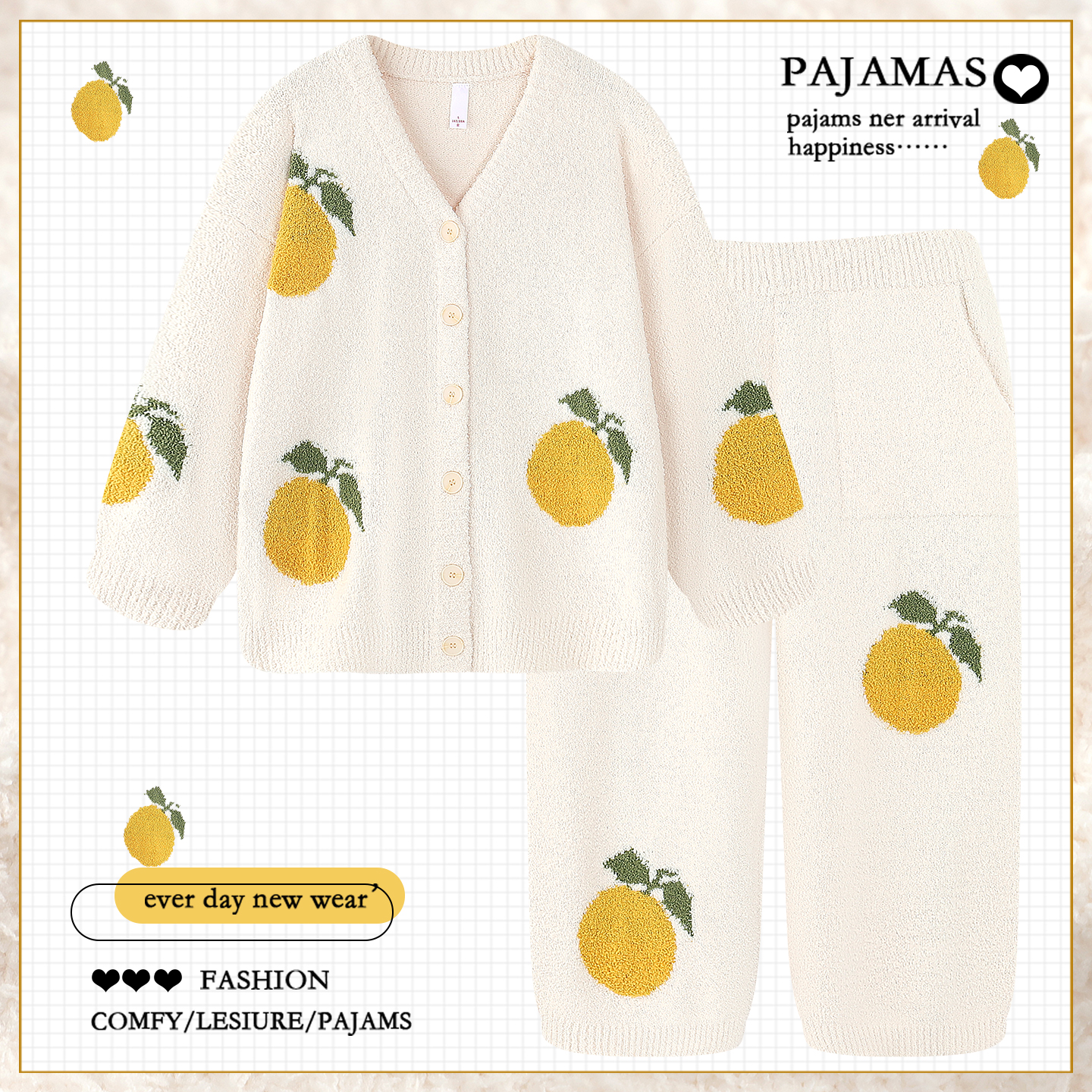 日系ins甜美半边绒睡衣女秋冬季加绒加厚保暖珊瑚绒家居服套装冬