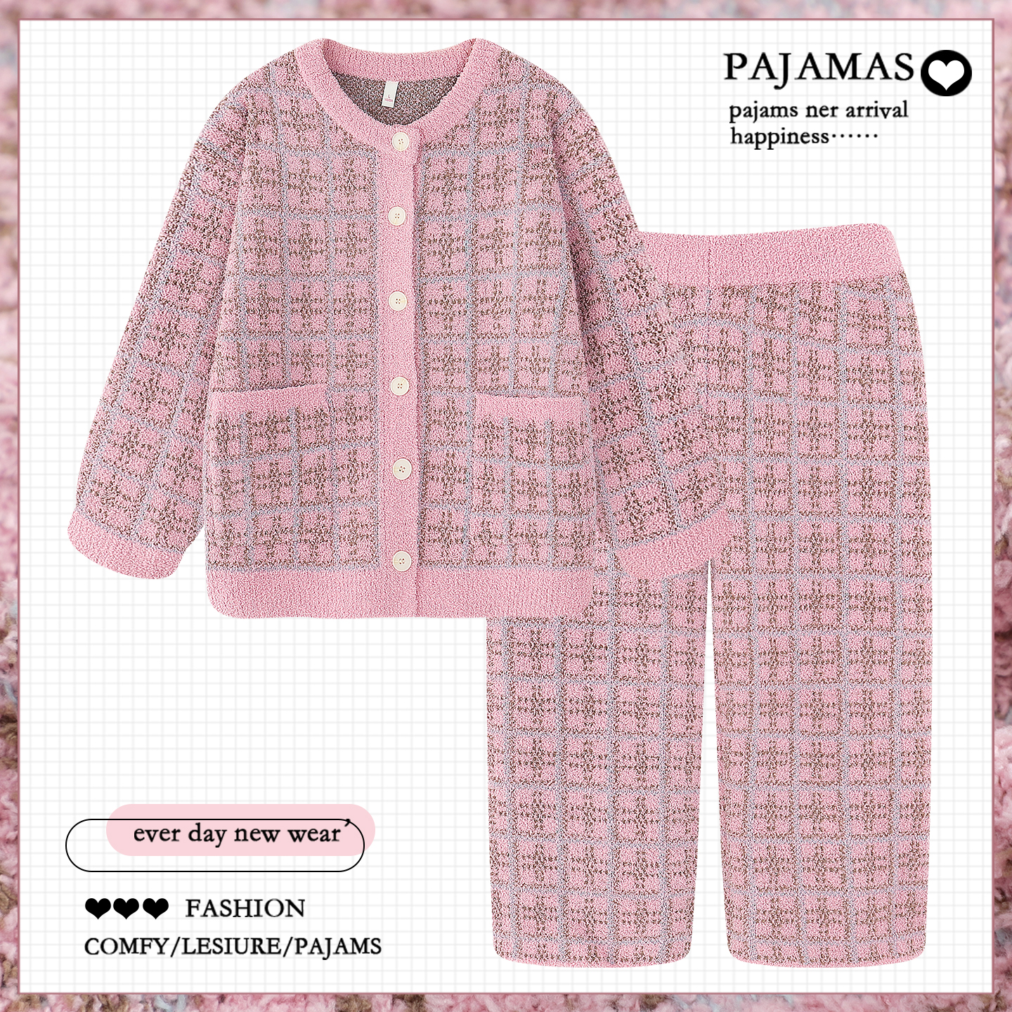 韩版ins高级感半边绒睡衣女款秋冬季加绒加厚保暖珊瑚绒家居服冬