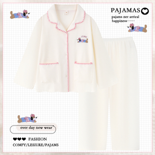 秋季 2025新款 可外穿学生甜美家居服套装 长袖 卡通纯棉睡衣女春秋款