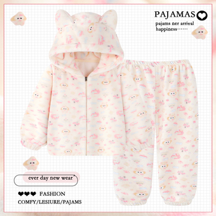 卡通黄油饼饼睡衣女款 珊瑚绒加厚保暖可爱法兰绒家居服冬天 秋冬季