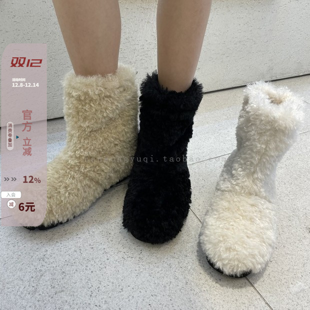 软萌保暖加绒棉靴中筒靴雪地靴冬