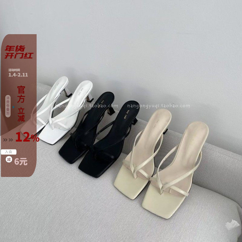 现 韩国东大门女鞋2022夏新款ins法式简约细带夹趾小猫跟凉拖纯色,女鞋,其他拖鞋,淘宝优惠券,粉丝福利购,淘宝优惠卷