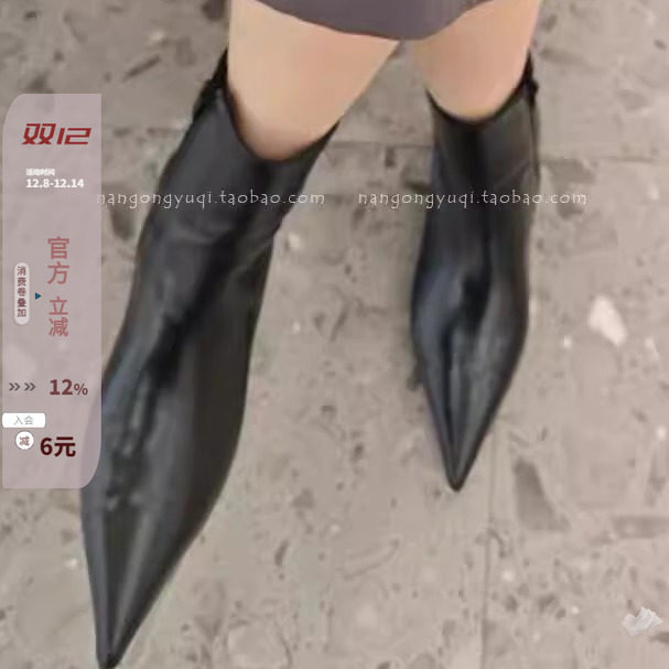 现韩国东大门女鞋2024秋新款ins极简法式复古尖头小猫跟及裸短