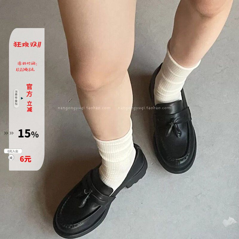 圆头流苏低帮防滑轻便小皮鞋