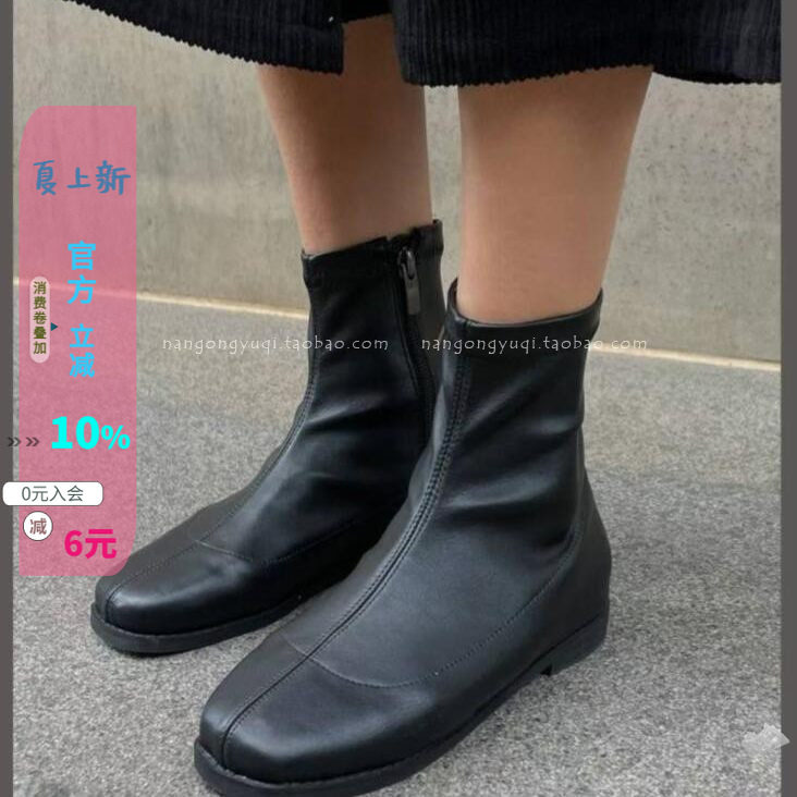 侧拉链弹力瘦瘦靴小黑靴