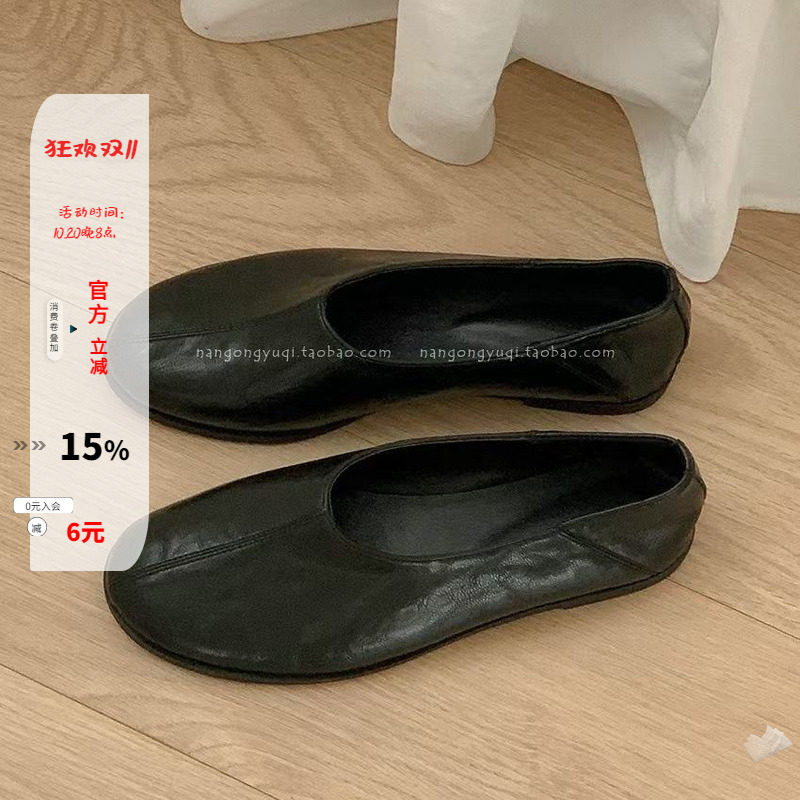 简约软面平底小黑鞋通勤皮鞋