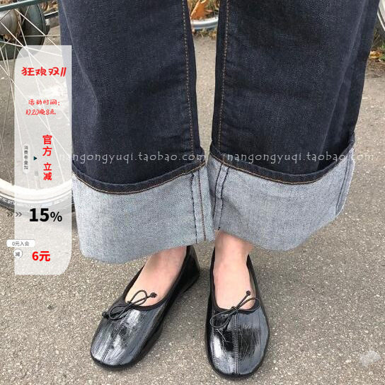 蝴蝶结平底软软鞋小黑鞋