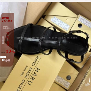 现 韩国东大门2025夏新ins法式高级感极简不规则底十字带平底凉鞋