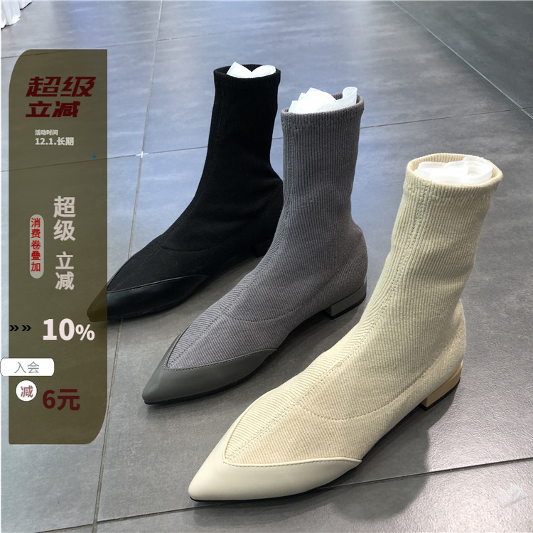 套筒袜靴低跟女鞋东大门
