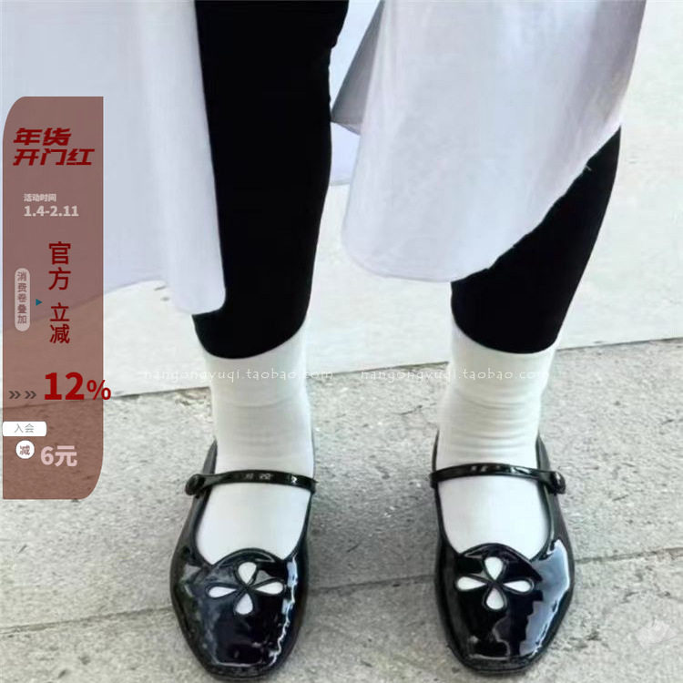 现韩国东大门女鞋25春chic复古漆皮圆头镂空花朵一字带玛丽珍单鞋,女鞋,玛丽珍鞋,淘宝优惠券,粉丝福利购,淘宝优惠卷