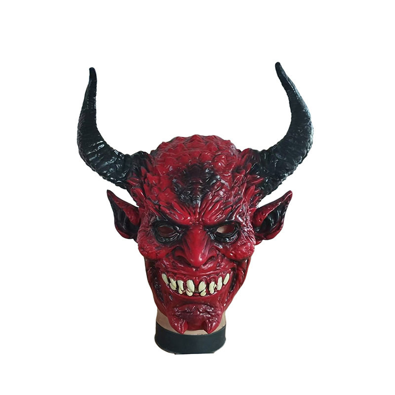 人面路西法面具万圣节堕落天使撒旦恶魔红色脸谱乳胶面罩Lucifer