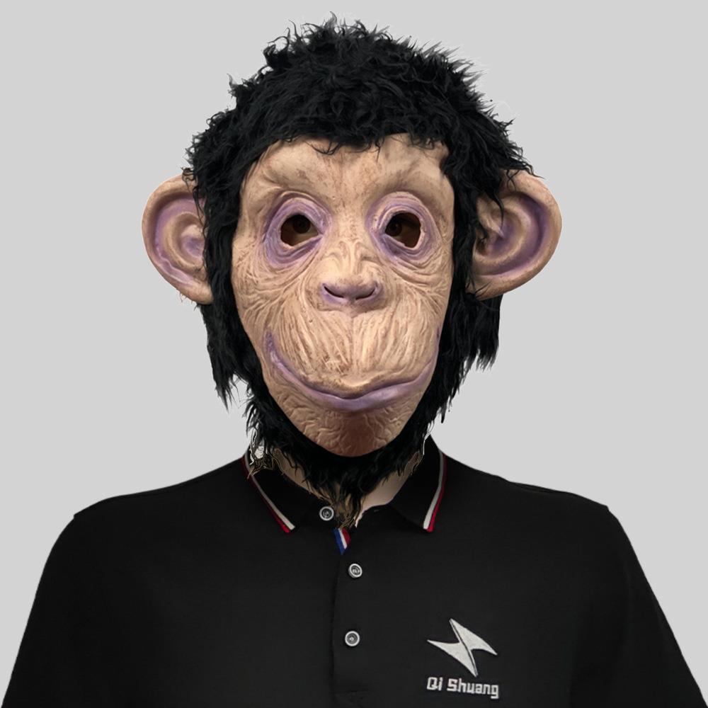 可爱毛猴子搞笑动物头套化妆舞会跨境直播面具万圣节派对表演道具