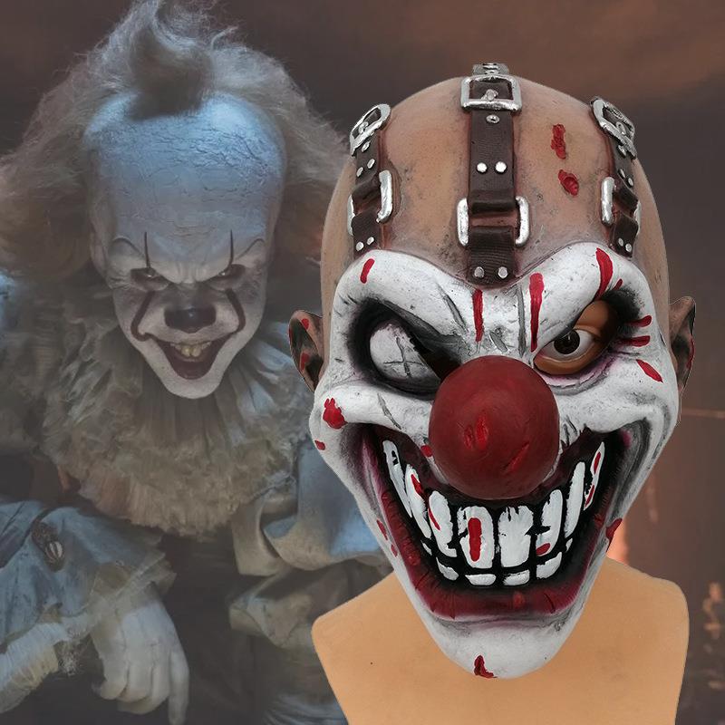 亚马逊热卖款万圣节恐怖小丑面具 派对舞会恐怖乳胶头套 游戏面具