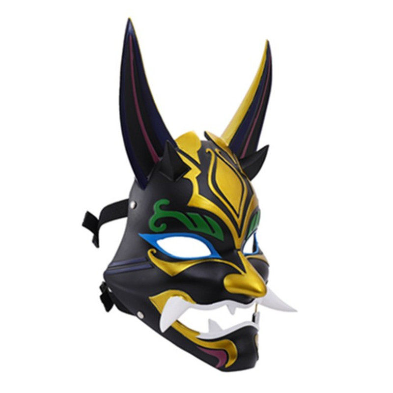 万圣节原神护法大将魈面具夜叉动漫游戏树脂脸谱降魔大圣面罩mask