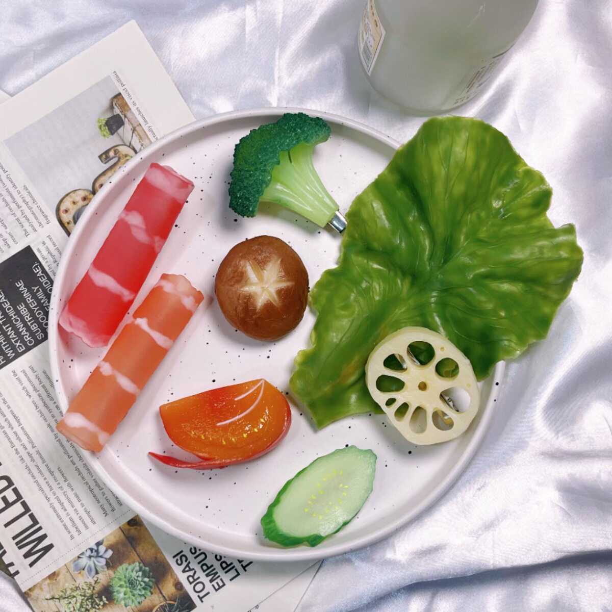 PVC仿真食玩发夹牛肉卷刘海夹个性创意学生小礼品头发边夹卡饰品