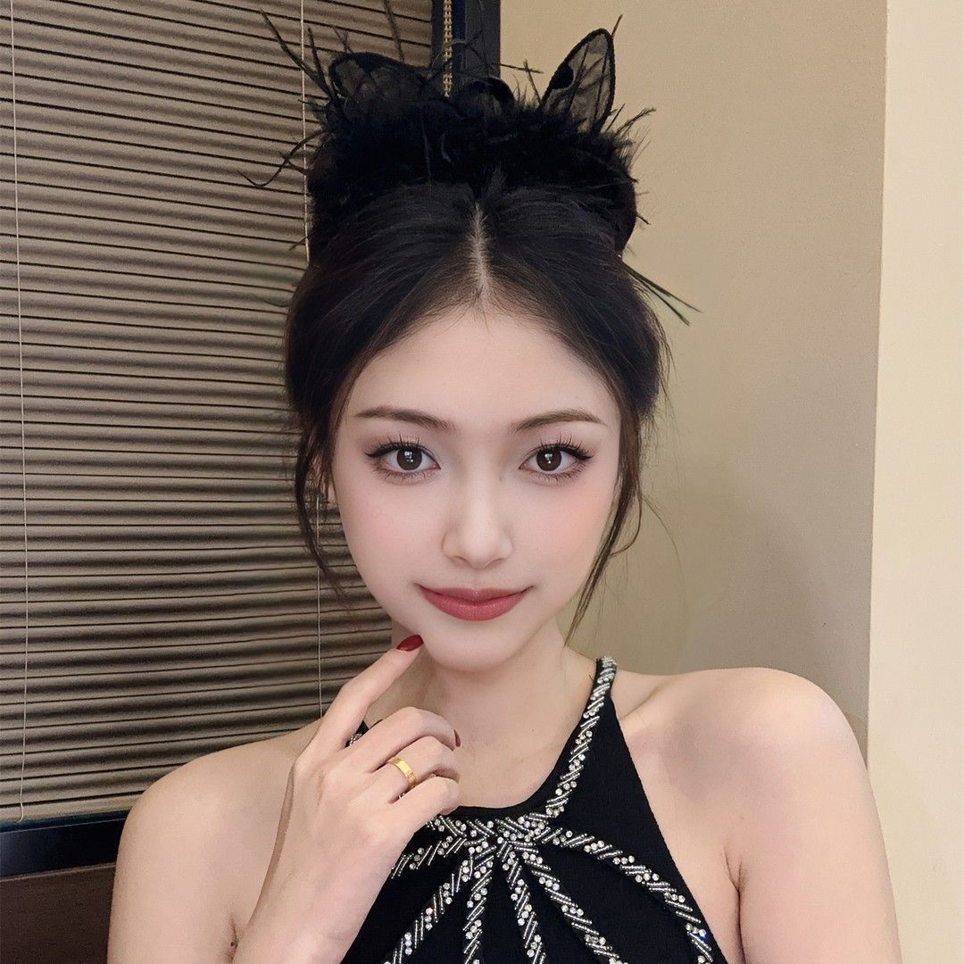 网红爆款超仙羽毛抓夹可爱猫耳造型鲨鱼夹大号发量多感发夹子
