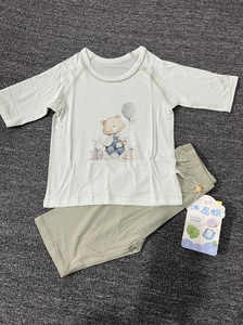 儿童夏款家居服胸花 小童中童天丝薄荷凉爽七分袖睡衣空调服