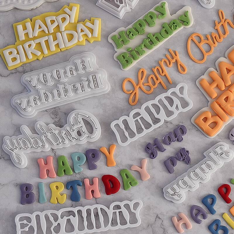 网红字母生日快乐中英文模具蛋糕装饰折扇翻糖切模生日模具切模