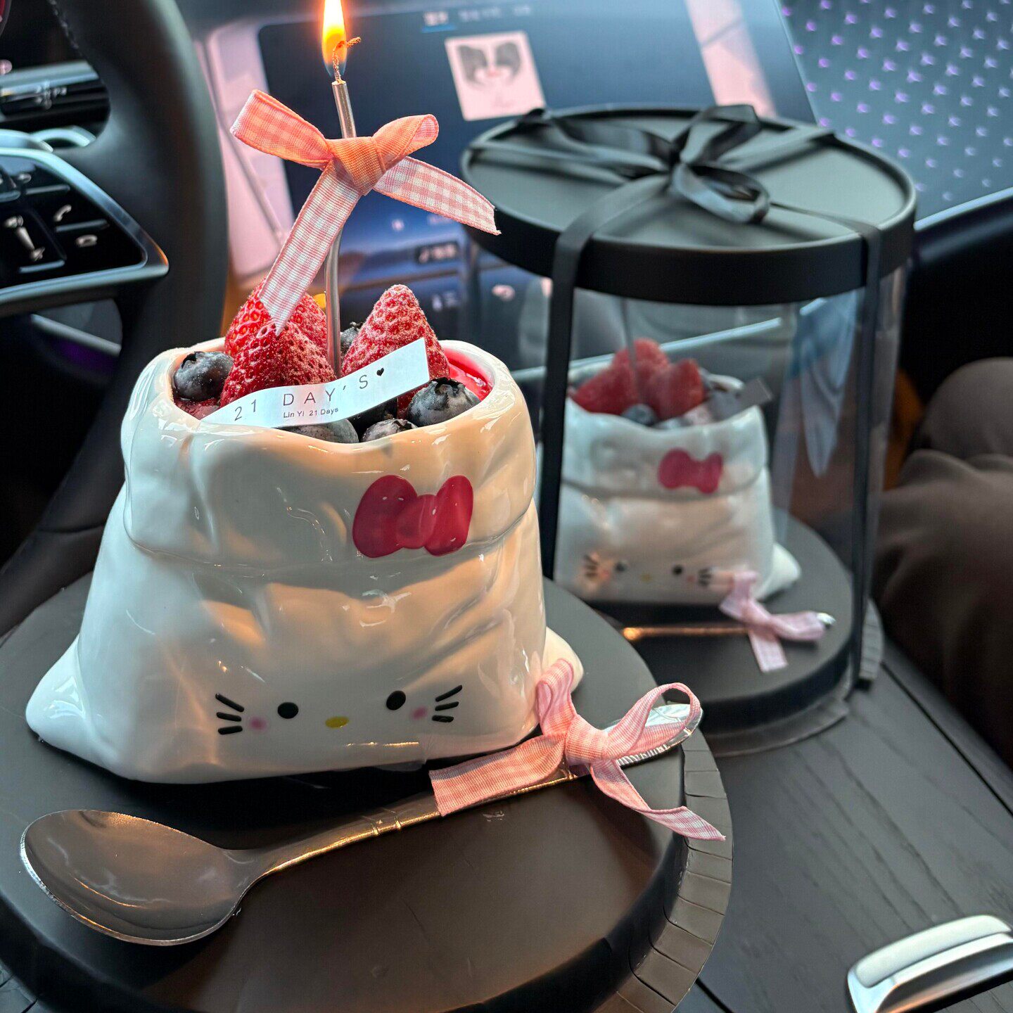 网红猫咪陶瓷布袋杯蛋糕装饰甜品杯小猫布袋草莓杯可爱卡通马克杯