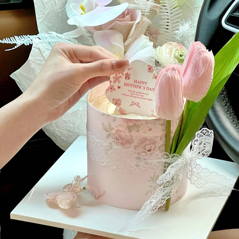 2025母亲节郁金香花束蛋糕装饰